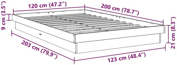 vidaXL Massivholzbett ohne Matratze 120x200 cm Eichenholz 3315734 Bild 11