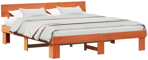 vidaXL Bettrahmen Wachsbraun 180 x 200 cm Massives Kiefernholz 872559 Bild 2