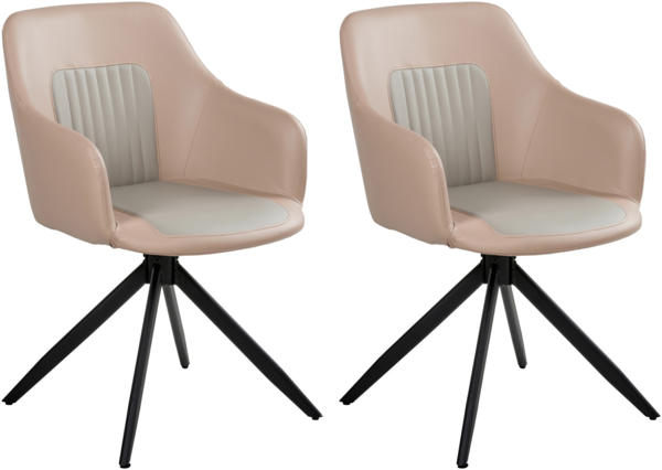 Esszimmerstuhl 2er Set drehbar LIKELY Kunstleder Sandbeige