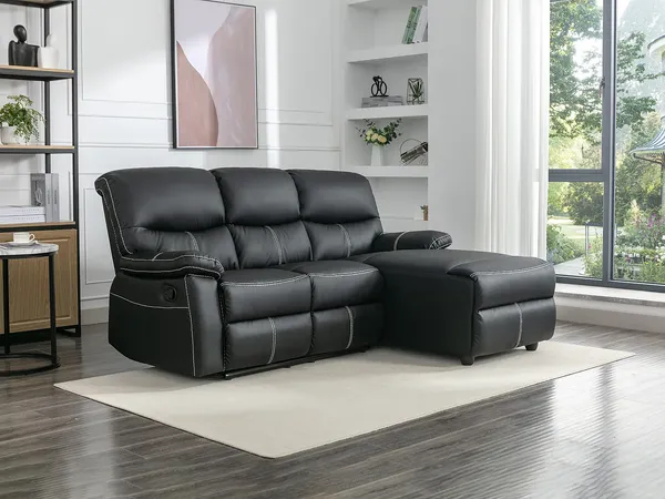 Vente-unique - Eckrelaxsofa - Ecke rechts - Kunstleder - Schwarz - CANBY