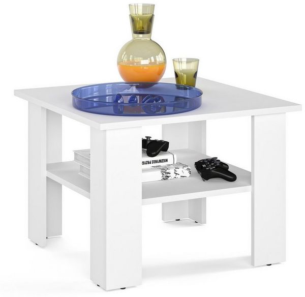 KOMTO Couchtisch Wohnzimmertisch Modern Coffee Table Tisch Holz Beistelltisch (Tisch Wohnzimmer Sofatisch Stubentisch, Wohnzimmer Tisch für Couch, Spanplatte, Vienna 60x60x43 cm)