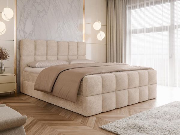 Compleo Boxspringbett Wolkenbett mit zwei Bettkästen, Bezug: Bouclé, Designer Bett