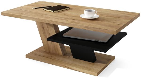 Mazzoni Couchtisch Cliff Eiche Gold Craft / Schwarz matt Tisch Wohnzimmertisch 110x60x45