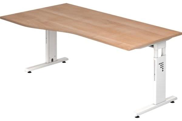 Schreibtisch OS18 C-Fuß 180x100 / 80cm Nussbaum Gestellfarbe: Weiß