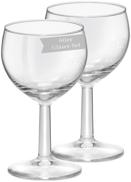 Van Well Ballon Profi Weinglas 0,1 l geeicht 60er Set