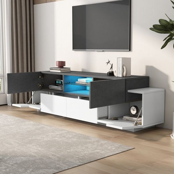 Odikalo TV-Schrank TV-Bank Fernsehschrank Lowboard Sideboard Medienschrank Stauraum Weiss