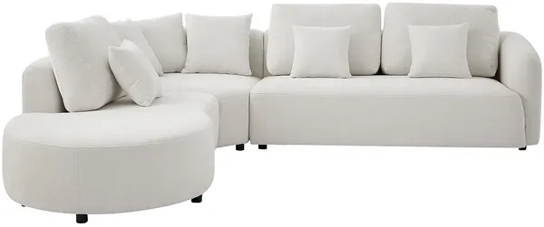 Vente-unique - LOMESI Sofa Stoff Weiß - B 264 cm x H 90 cm x L 302 cm
