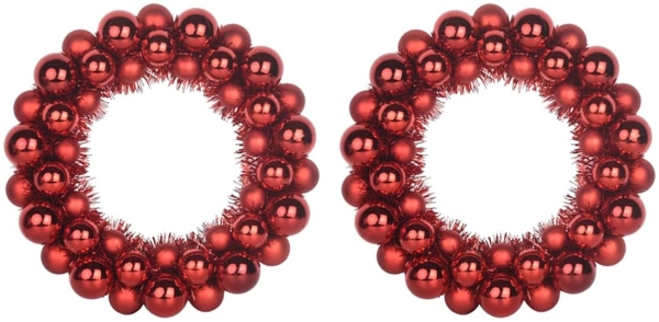 vidaXL Weihnachtsballkränze 2 pcs Rot 33 x 33 x 7 cm Polystyrol 42019677