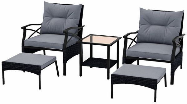 KOMFOTTEU Balkonset Gartenmöbel Sitzgruppe, (Set, 5-tlg), mit weichen Sitz- & Rückenkissen