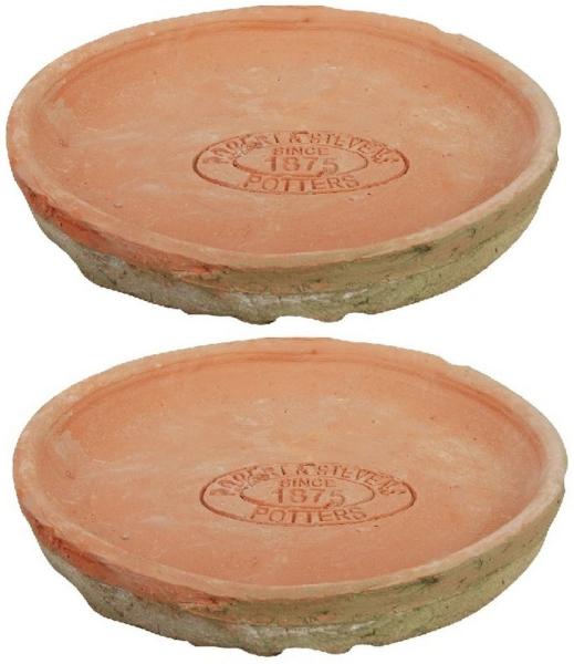 2er Set Aged Terracotta Untersetzer rund Ø 16,4 cm Planzen Blumen Topf Ton Töpfe