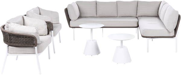 Gartensofa Set 7-Sitzer ROBELLA mit Tischen Beige