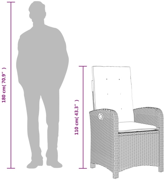 vidaXL 9-tlg. Garten-Essgruppe mit Kissen Schwarz Poly Rattan 3212250 Bild 9