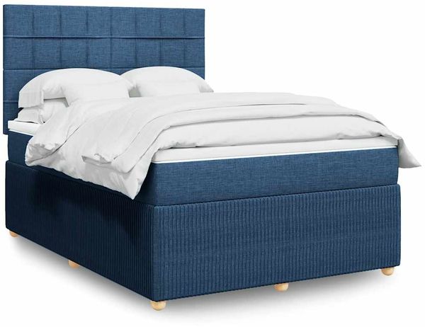 vidaXL Boxspringbett mit Matratze Blau 160x200 cm Stoff 3292113