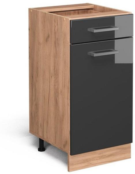 Vicco Küchenschrank Küchenzeile R-Line, Anthrazit Hochglanz, Schubunterschrank 40 cm, ohne AP