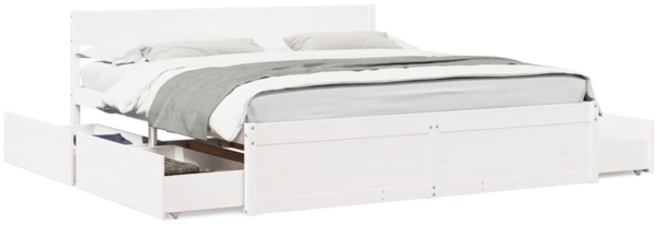 vidaXL Massivholzbett ohne Matratze Weiß 180x200 cm Kiefernholz 3282340