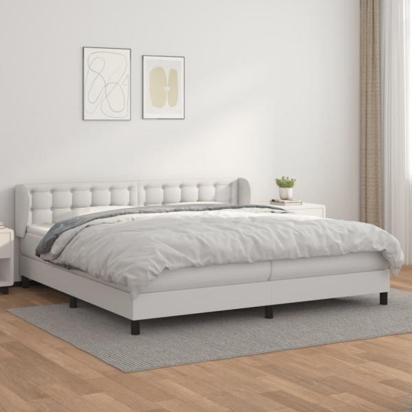 vidaXL Boxspringbett Matratze, Härtegrad: H2, Kunstleder Weiß 200 x 200 cm