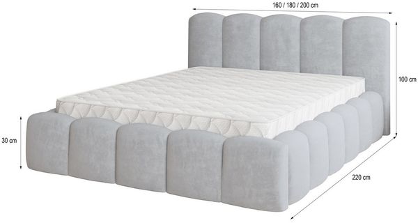 Masseno Polsterbett FALINA 160x200 cm beige (mit Bettkasten und Lattenrost) Bild 3