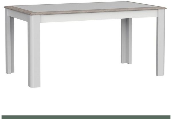 Newroom Esstisch Pouline, Esstisch Nelson Eiche und Weiß Hochglanz Modern Ausziehbar Tisch