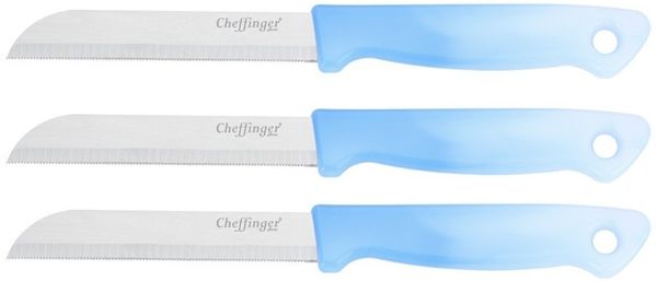 3 Stück Küchenmesser 18 cm mit ergonomischem Griff - vielseitig & pflegeleicht, Hellblau
