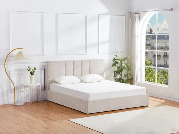 Vente-unique - Bett mit Bettkasten - 180 x 200 cm - Stoff - Beige - ELIAVA von Pascal Morabito