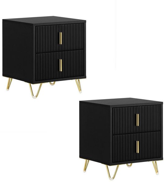 SoBuy Beistelltisch DE-FBT115x2, Sofatisch Couchtisch Wohnzimmertisch, Nachttisch 2er set, 2er Set, Nachtschrank mit 2/3 Schubladen, Beistelltisch, Nachtkommode