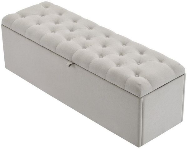 BlingBin Polsterbank Gepolsterte Sitzbank, Betthocker 141x41.5x47cm(L*W*H) (1er Set, 1-St, Hockerbank), Bank mit Stauraum,Leinen, Hellgrau