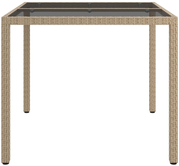 vidaXL Gartentisch 90x90x75 cm Gehärtetes Glas Poly Rattan Beige 316703 Bild 3