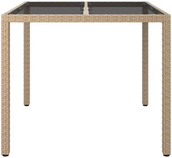 vidaXL Gartentisch 90x90x75 cm Gehärtetes Glas Poly Rattan Beige 316703 Bild 2