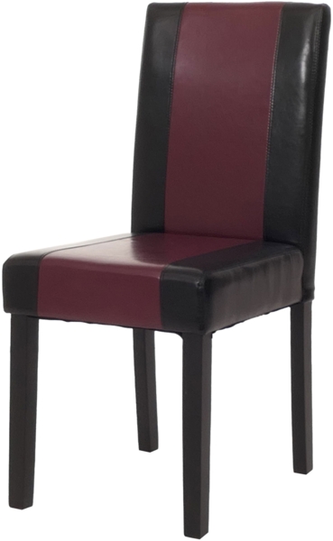 Esszimmerstuhl Littau, Küchenstuhl Stuhl, Kunstleder ~ schwarz/rot, dunkle Beine
