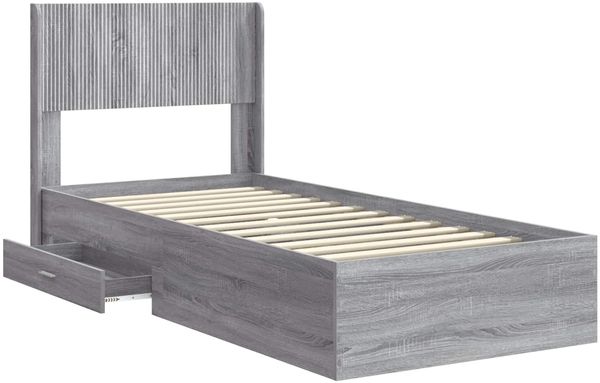vidaXL Bettgestell mit Stauraum und Kopfteil Grau Sonoma 90 x 190 cm 3414520 Bild 5