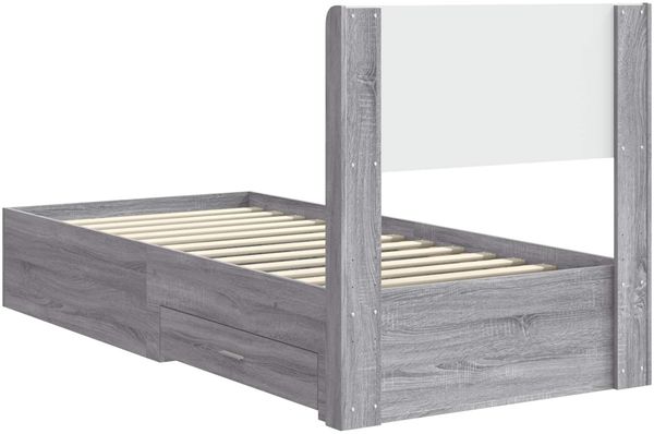 vidaXL Bettgestell mit Stauraum und Kopfteil Grau Sonoma 90 x 190 cm 3414520 Bild 8