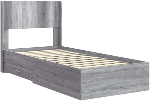 vidaXL Bettgestell mit Stauraum und Kopfteil Grau Sonoma 90 x 190 cm 3414520 Bild 4