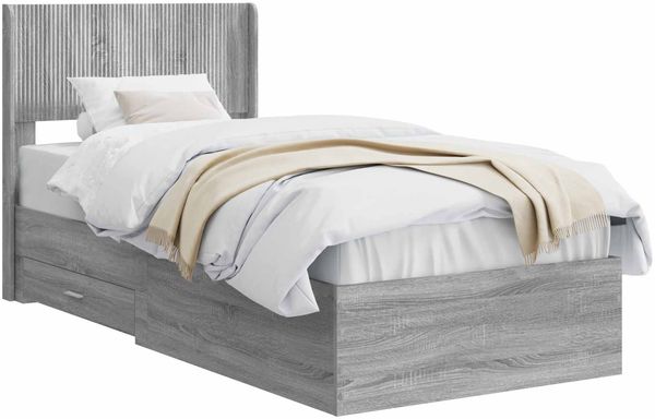 vidaXL Bettgestell mit Stauraum und Kopfteil Grau Sonoma 90 x 190 cm 3414520 Bild 2