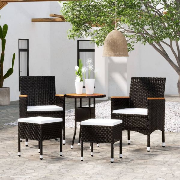 vidaXL 5-tlg. Garten-Lounge-Set Poly Rattan Schwarz 3058476