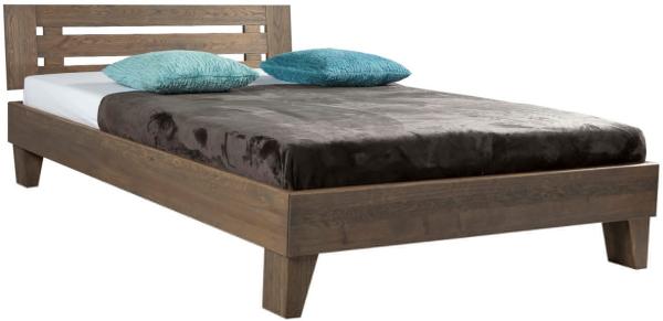 Bed Box Massivholz Bettrahmen Premium Mailand Wildeiche mit Kopfteil 90x210 cm