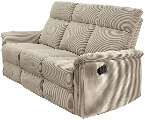 Sofa 3-Sitz Jana / Juist 3, Polyester, Stoff, Beige, Grau, 180 x 100 x 93 cm