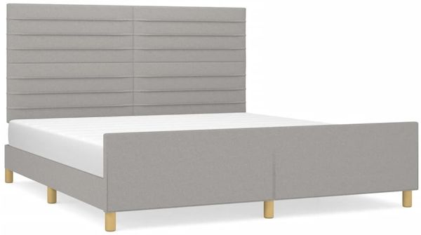 vidaXL Polsterbett mit Kopfteil Stoff Hellgrau 180x200 cm Bild 2