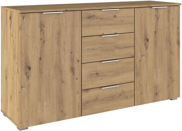 OTTO home Kombikommode Sideboard Schubladenkommode AGORDO mit Dekor- oder Hochglanzfront (in zwei Griff-Farben, Breite 120 cm), vier große Schubladen, mit insgesamt 4 Einlegeböden MADE IN GERMANY