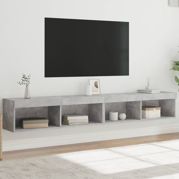 vidaXL TV-Schränke mit LED-Leuchten 2 Stk. Betongrau 100x30x30 cm 837162