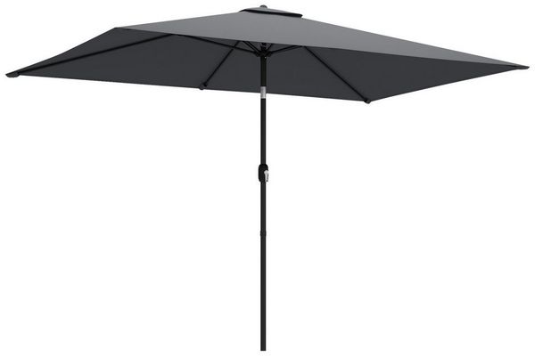 Outsunny Sonnenschirm mit Kurbel, Schutzhülle, LxB: 200x300 cm, Balkonschirm, Gartenschirm, für Garten Balkon Terrasse Dunkelgrau