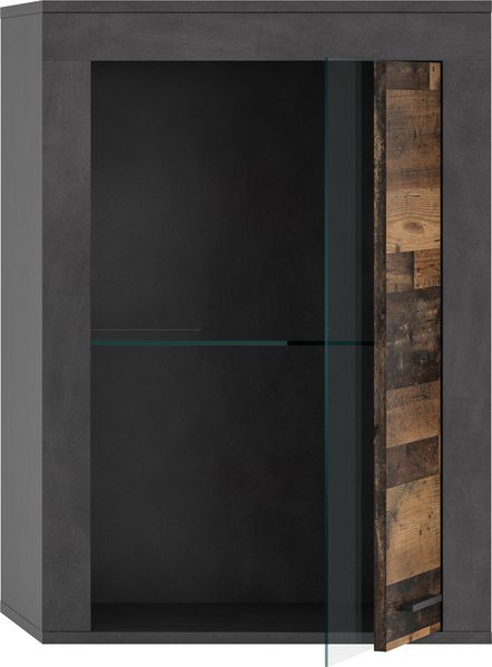 xonox. home Wohnen Jam X8BB4T40 Vitrine Glasvitrine Dekoschrank Glas-Kommode in Old Wood/Matera Nachbildung, ca. B/H/T: 60 x 86 x 35 cm
