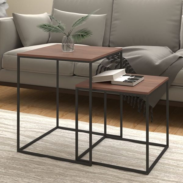 Couchtisch-Set 2-tlg. Holzwerkstoff und Metall [343112]