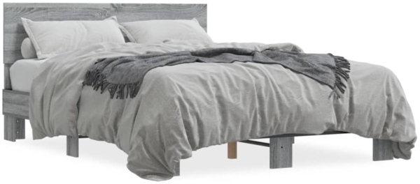 vidaXL Bettgestell Grau Sonoma 120x190 cm Holzwerkstoff und Metall 3280205