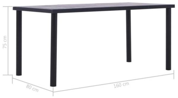 vidaXL Esstisch Schwarz und Betongrau 160 x 80 x 75 cm MDF 281859 Bild 4