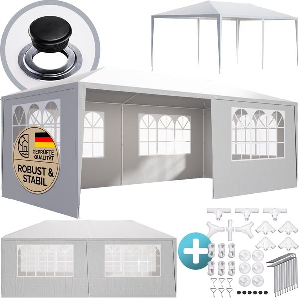 Deuba 'Rimini 3x6 m' Festzelt weiß UV-Schutz 50 wasserabweisend 18m² Seitenwänden Festival Pavillon Partyzelt Polyethylen Festzelt