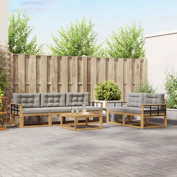 vidaXL Outdoor-Sofagarnitur mit Kissen 6 pcs Weiß und Hellgrau 3386070