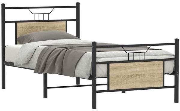 vidaXL Bettgestell ohne Matratze Sonoma-Eiche 90x200 cm Holzwerkstoff 4106803