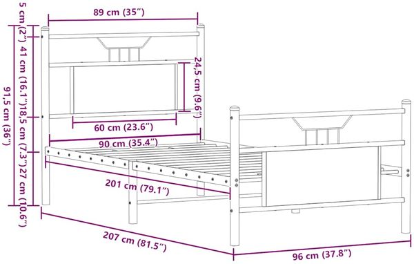 vidaXL Bettgestell ohne Matratze Sonoma-Eiche 90x200 cm Holzwerkstoff 4106803 Bild 11