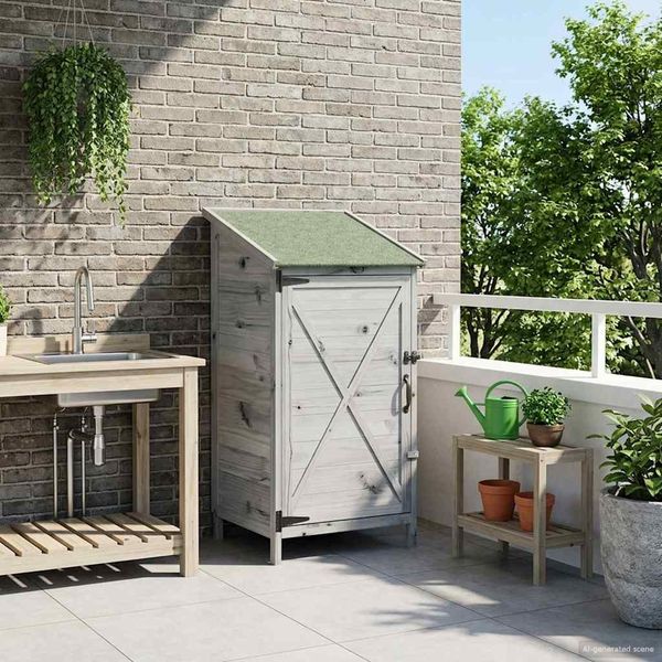 vidaXL Gartenschuppen Grau 59,5 x 56 x 113,5 cm Massivholz aus Fichte 42033470