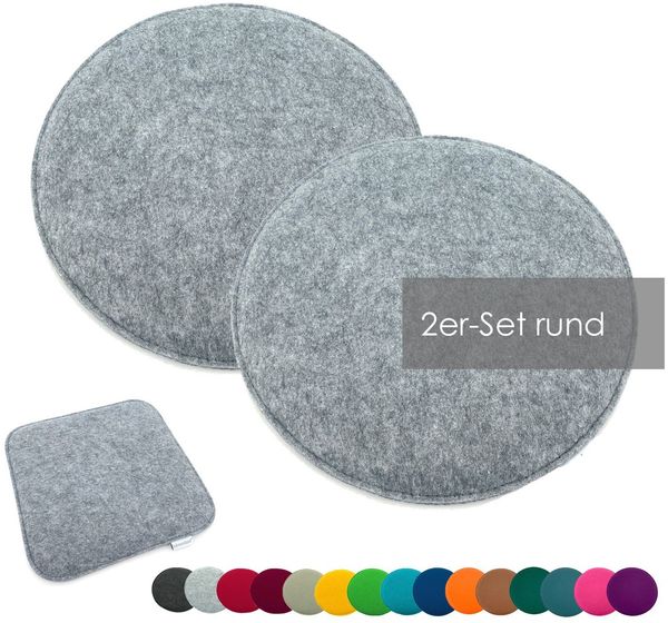 heimtexland Â® Sitzkissen Set Filz Stuhlkissen Stuhlauflage Filzkissen Stuhl Polster Kissen Typ631 2er Set 35 cm Rund Hellgrau